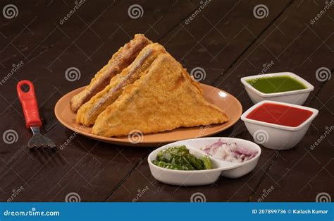 Street Food Bread Pakora stock photo. Image of food - 207899736