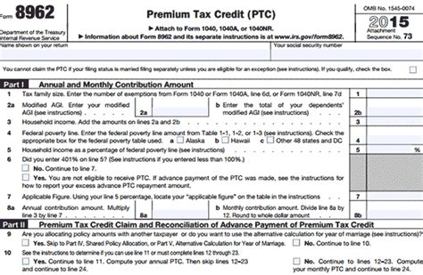 Printable Irs Form 8962 - Printable Forms Free Online