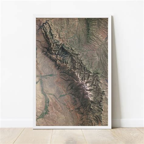 Bighorn Mountains Map Satellite Imagery Stylized With Shaded - Etsy