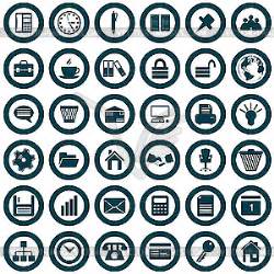 Business and office icons set - vector clipart