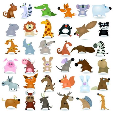 Funny wild animals cartoon illustration vector 02 free download