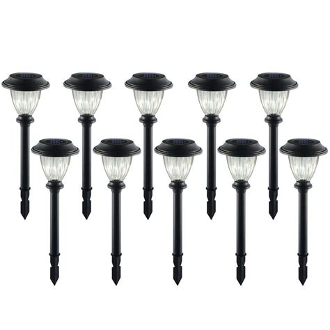 Hampton Bay Plastic Solar LED Black Path Light (10-Pack)-27600 - The Home Depot