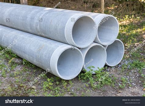 Concrete Drainage Pipe On Construction Site Stock Photo 2083639093 ...