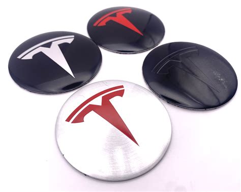 red logo chrome logo black wheel caps tesla wheel cap emblem logo ...