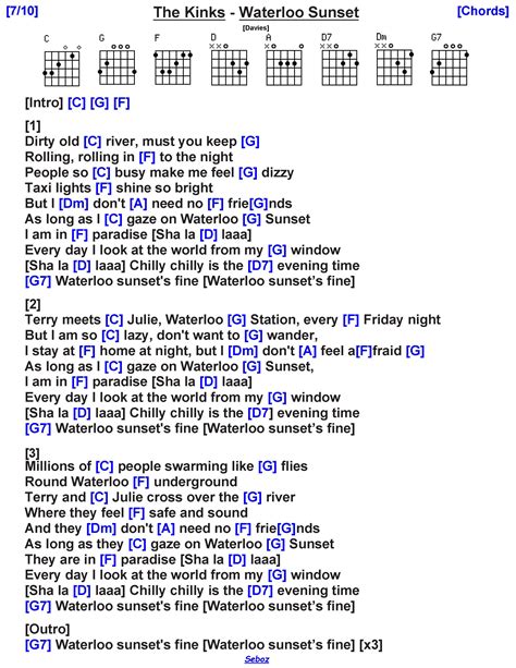 The Kinks - Waterloo Sunset | Guitar chords and lyrics, Guitar songs, Guitar chords for songs