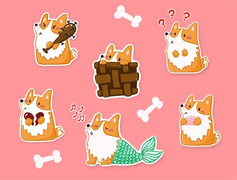 Corgi stickers by Anastasija C on Dribbble