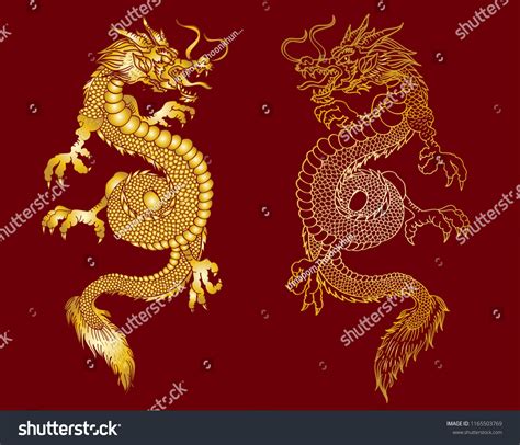 Gold Japanese Dragon Tattoogold Patterngolden Dragon Stock Vector ...