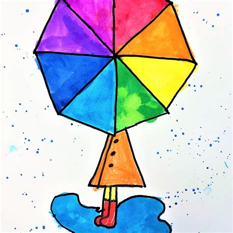 Color Wheel Umbrella Art Lesson for kids - Leah Newton Art