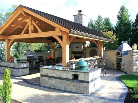 Outdoor Bbq Ideas Rustic Outdoor Barbecue Kitchen Ideas | Rustic patio, Backyard pavilion ...