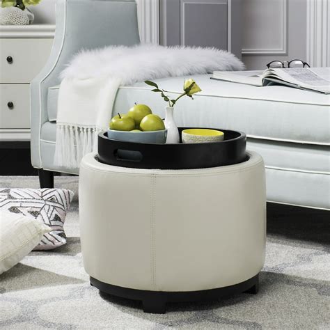 Safavieh Round Modern Glam Storage Tray Ottoman - Walmart.com - Walmart.com