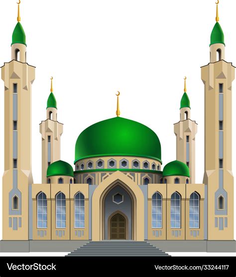 Small mosque with four minarets Royalty Free Vector Image