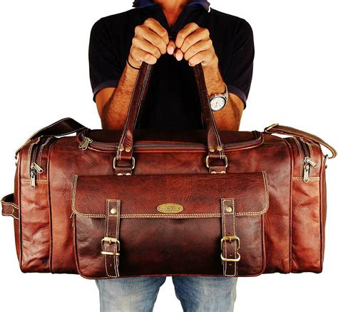 Full Grain Leather Duffel Bag Weekender Travel Carry-on Leather Bag, Gym Duffel - Luggage