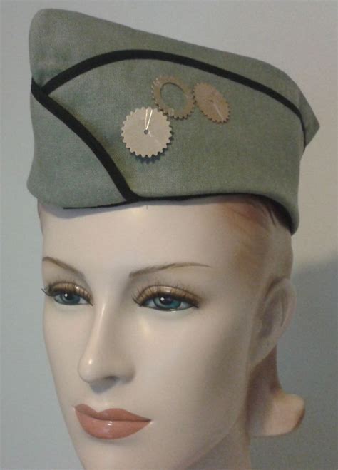 Steampunk Military Hat Steam Punk Hat With Gears Army Green Vintage Style WWII Flight Cap ...