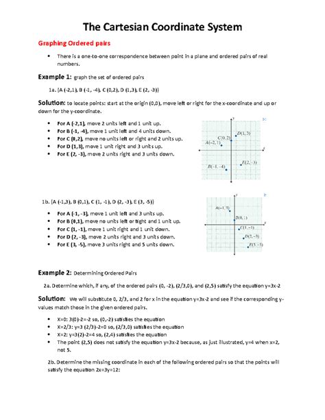 The Cartesian Coordinate System - The Cartesian Coordinate System Graphing Ordered pairs There ...