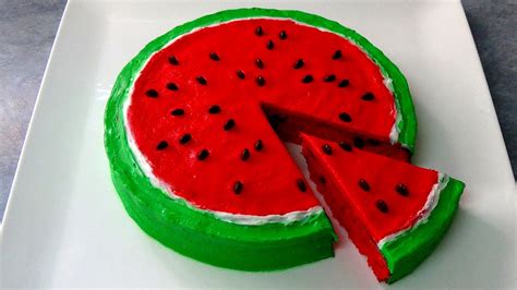 how to make watermelon cake slice - YouTube