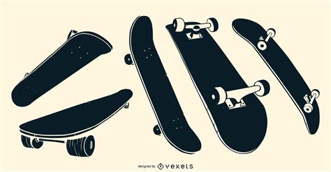 Skateboards Black Set Vector Download