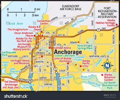 Anchorage, Alaska Area Map Stock Vector Illustration 138843728 : Shutterstock