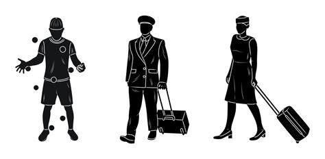 Flight attendant, pilot, juggler, silhouette outline sketch 46967485 Vector Art at Vecteezy