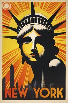 NYC Travel Poster, Vintage Travel Poster, Statue of Liberty Poster, Office Decor, Home Decor ...