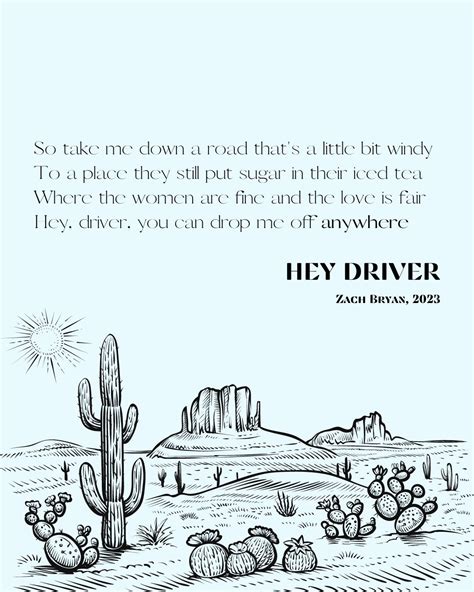 Hey Driver Lyrics Zach Bryan Poster - Etsy