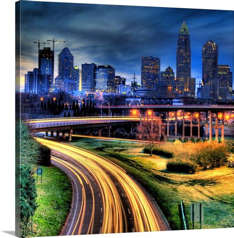 Charlotte, North Carolina at Night Wall Art, Canvas Prints, Framed ...