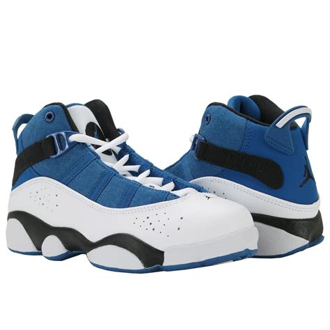 Jordan - Nike Air Jordan 6 Rings BP Blue/Blk-Wht Little Kids Basketball ...