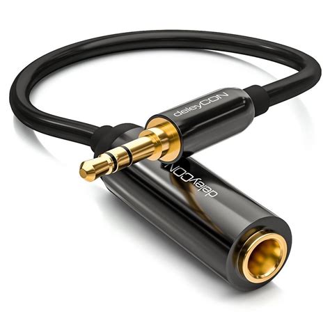 deleyCON 0.2m stereo audio jack adapter cable - 3.5mm jack connector to 6.3mm | Computers ...