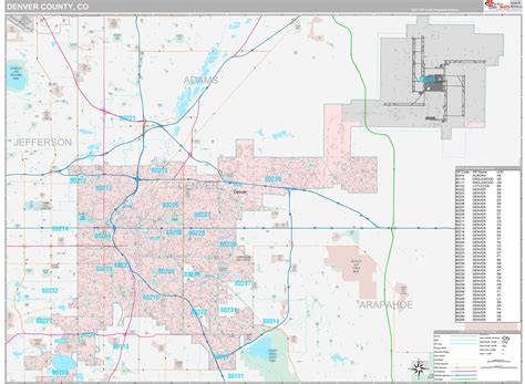 Denver County, CO Wall Map Premium Style by MarketMAPS - MapSales