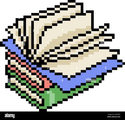 vector pixel art book open isolated cartoon Stock Vector Image & Art ...