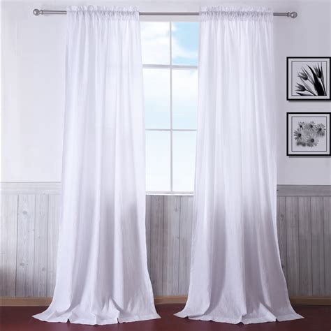 Natural Linen White Curtains and Drapes 2 Panels for Living Room – Anady Top