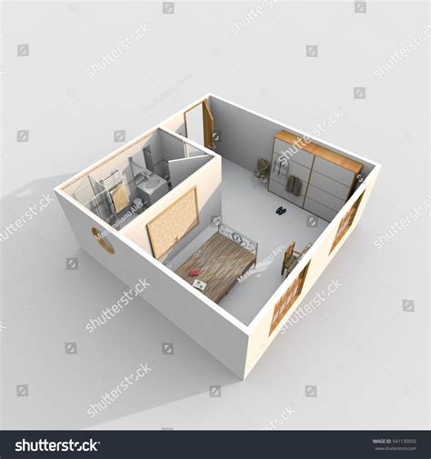 3d Interior Rendering Furnished Hotel Room: illustrazione stock 541130050 | Shutterstock