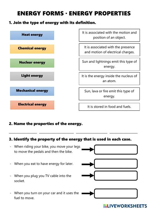 Forms Of Energy Worksheet Answers