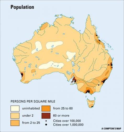 Population density map Australia - Population density map of Australia (Australia and New ...