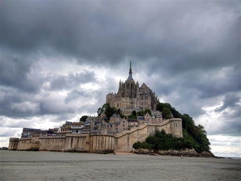 Le Mont-Saint Michel at low tide, Normandy, France : travel