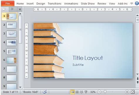 Blue Bookstack Educational PowerPoint Template