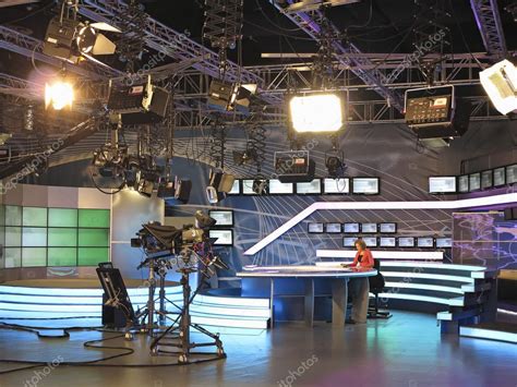 Television studio equipment, spotlight truss and professional ca ...