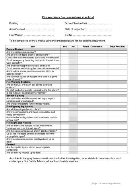 Free Fire Ill Evacuation Checklist School Safety Template Samples Doc ...