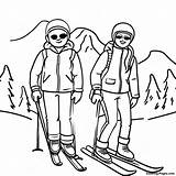 Skiing Friends On The Slopes Coloring Page  Pagescom sketch template