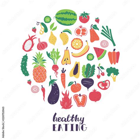 Healthy Food Vector Collection. Vector Illustration Isolated on White ...