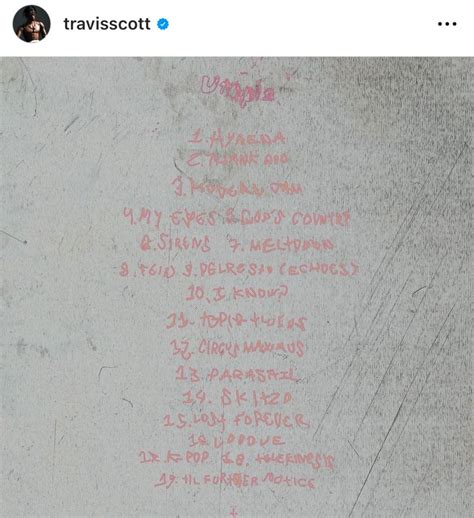 Travis Scott reveals tracklist for "Utopia" album