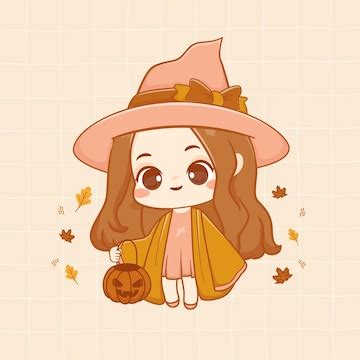 Premium Vector | Cute Colorful drawing of a witch little kid girl in a witch hat kawaii style