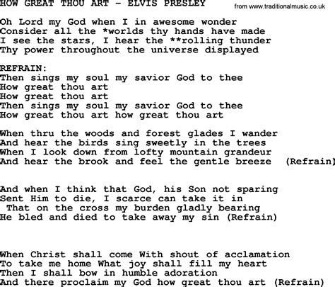 How Great Thou Art-Elvis Presley-.txt, by Elvis Presley - lyrics and chords