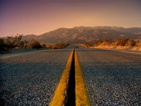 HD Wallpaper: Road through Black Bushes and Yellow Mountains