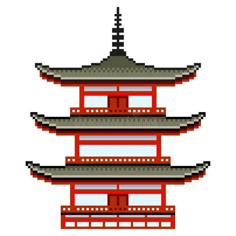 Pixel Japanese Temple Isolated Vector Stock Vector - Illustration of ...