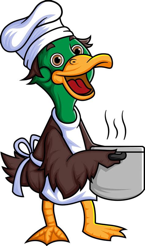 cute duck cartoon character working as a professional chef and bring big pan 22975246 Vector Art ...