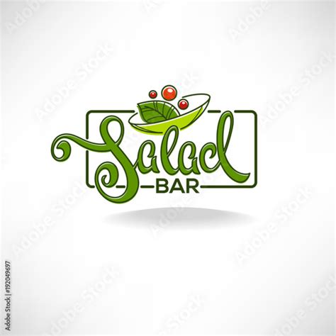 salad bar logo, emblem and symbol, lettering composition with line art ...