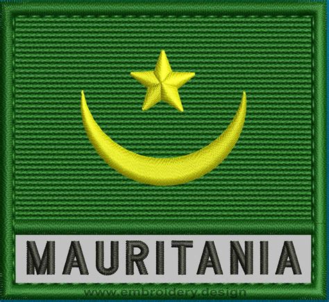 Design embroidery Flag of Mauritania with Text Caption and Colour Trim by embroidery design