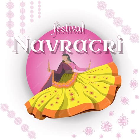 Premium Vector | Navratri festival Girls dancing national dance