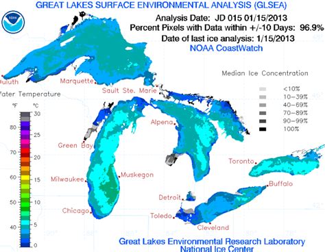 Map Shows Scant Great Lakes Ice Cover