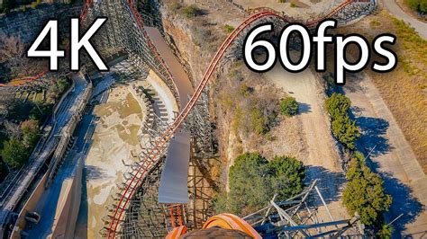 Iron Rattler front seat on-ride 4K POV @60fps Six Flags Fiesta Texas - YouTube